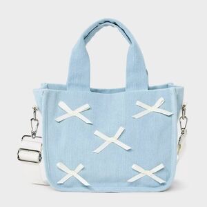 Light Blue Tote Bag with White Accents
